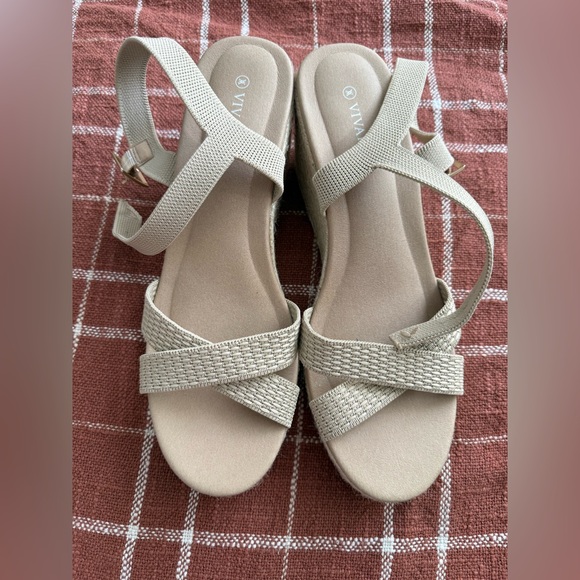 VIVAIA Wedge Sandals Size 43 Beige (US 11.5/12) - Picture 3 of 6